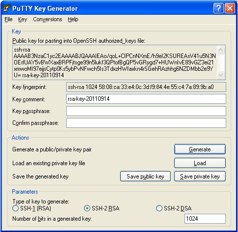 Putty key generator with ssh-2
